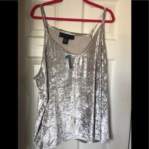 Silver crushed velvet tank top